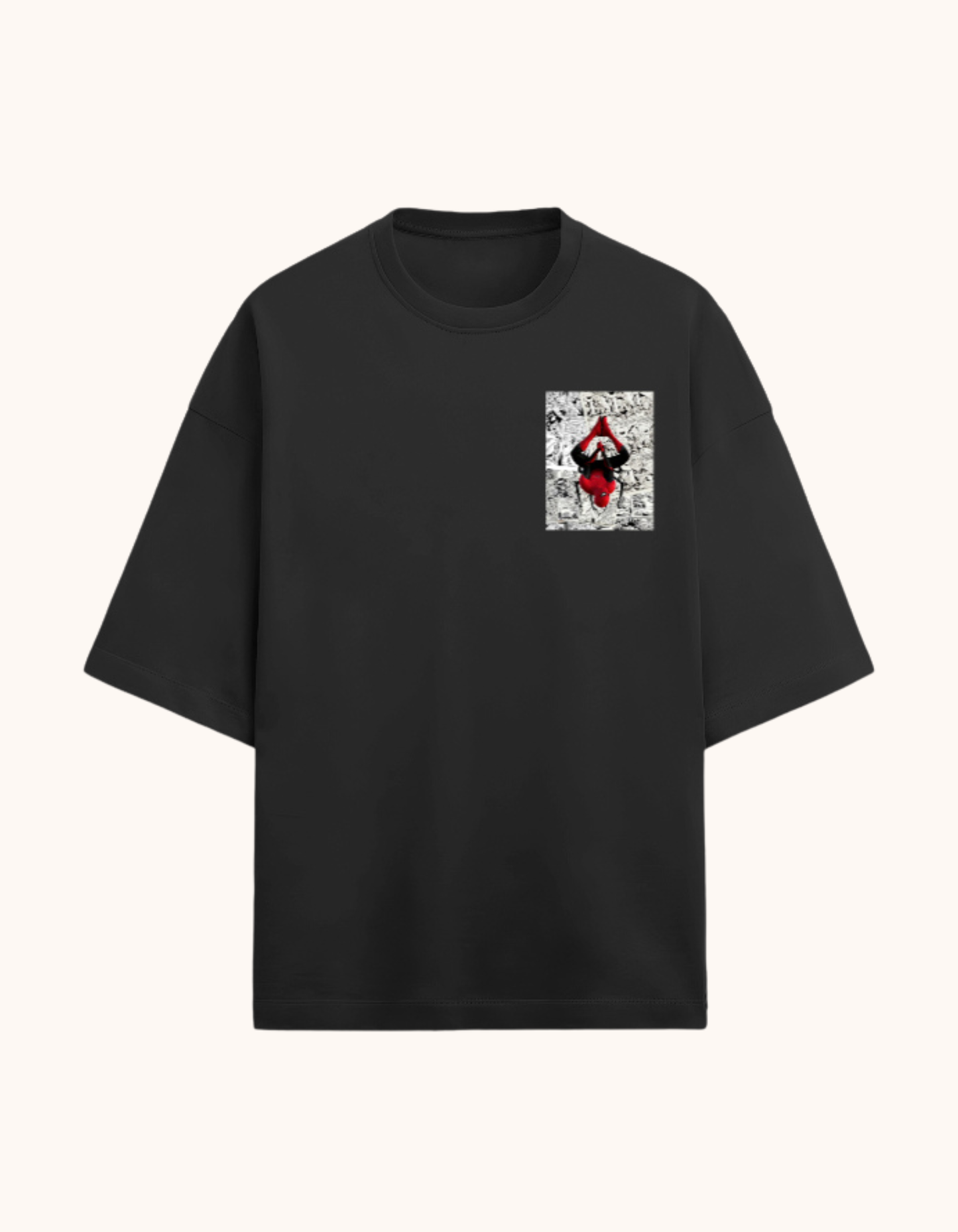 Urban Chest Print Oversized T-Shirt – Black Edition
