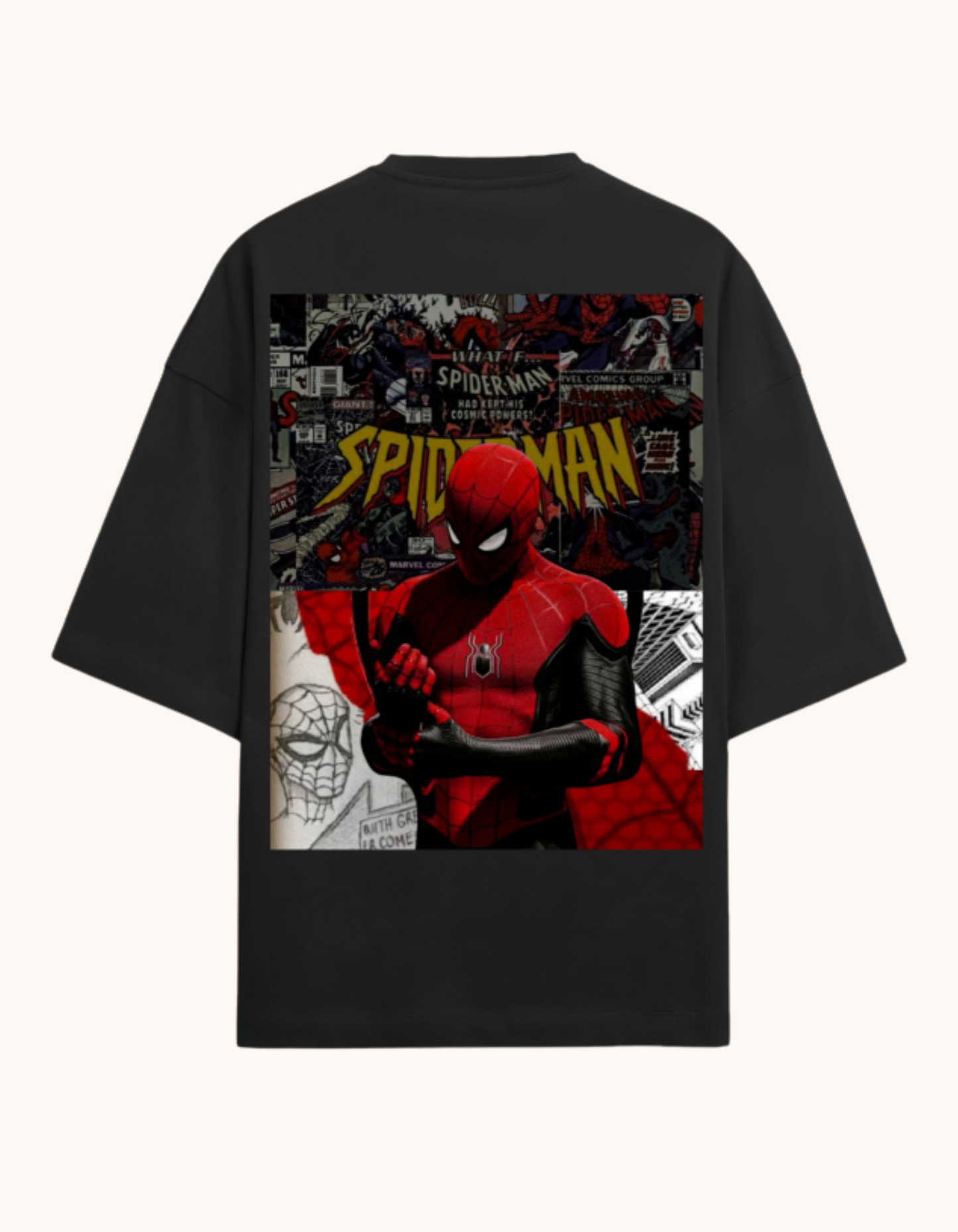 Urban Chest Print Oversized T-Shirt – Black Edition